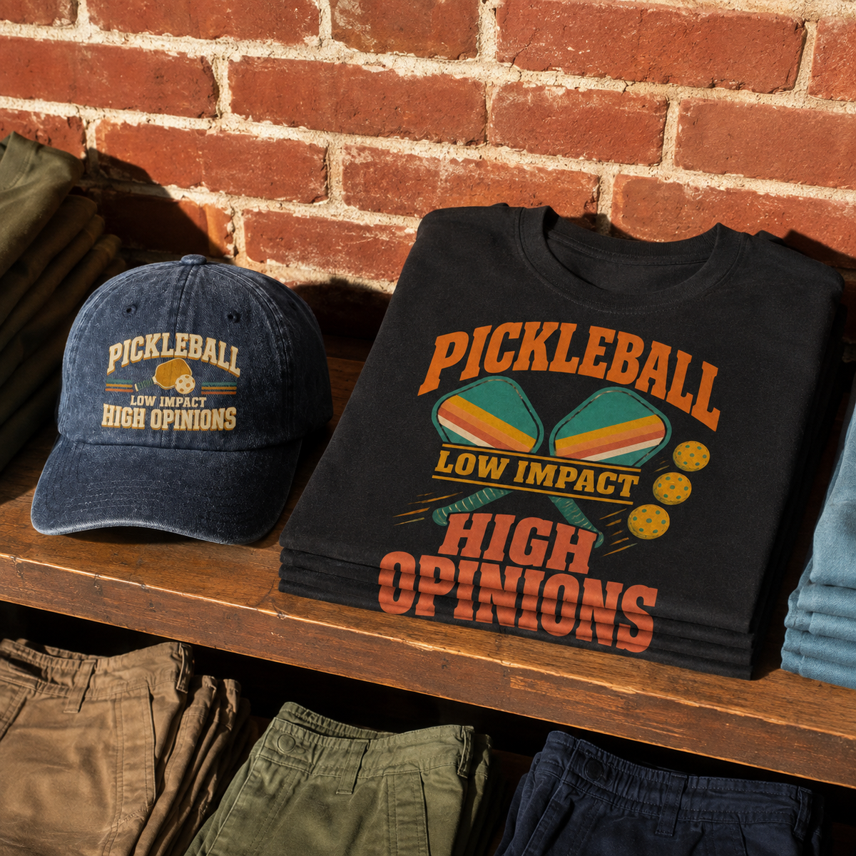 Matching set: Pickleball Low Impact. High Opinions vintage washed cap and Pickleball Low Impact. High Opinions vintage t-shir