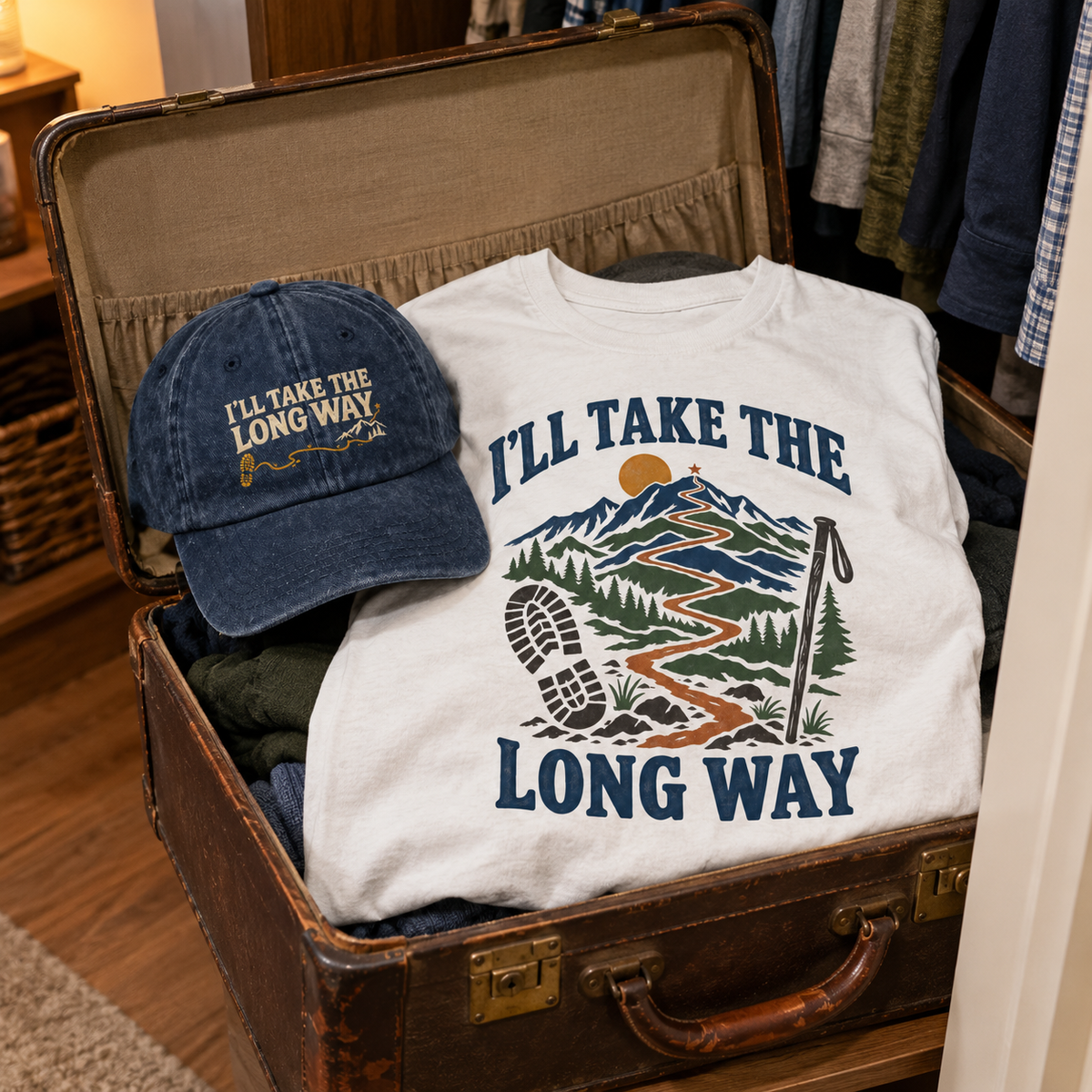Matching set: I’Ll Take The Long Way vintage washed cap and I’Ll Take The Long Way vintage t-shirt