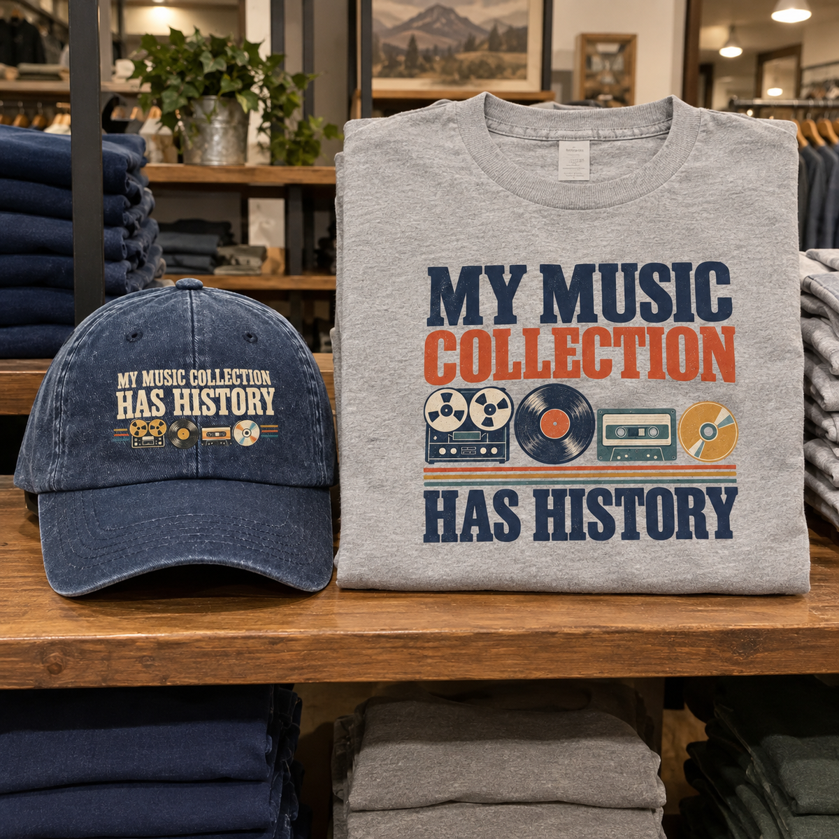 Matching set: My Music Collection Has History vintage washed cap and My Music Collection Has History vintage t-shirt