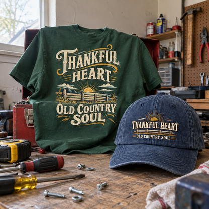 Matching set: Thankful Heart Old Country Soul vintage washed cap and Thankful Heart Old Country Soul vintage t-shirt