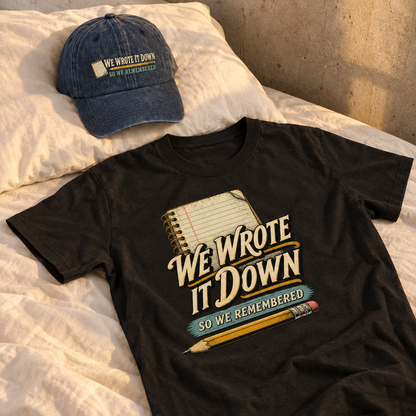 Matching set: We Wrote It Down So We Remembered vintage washed cap and We Wrote It Down So We Remembered vintage t-shirt
