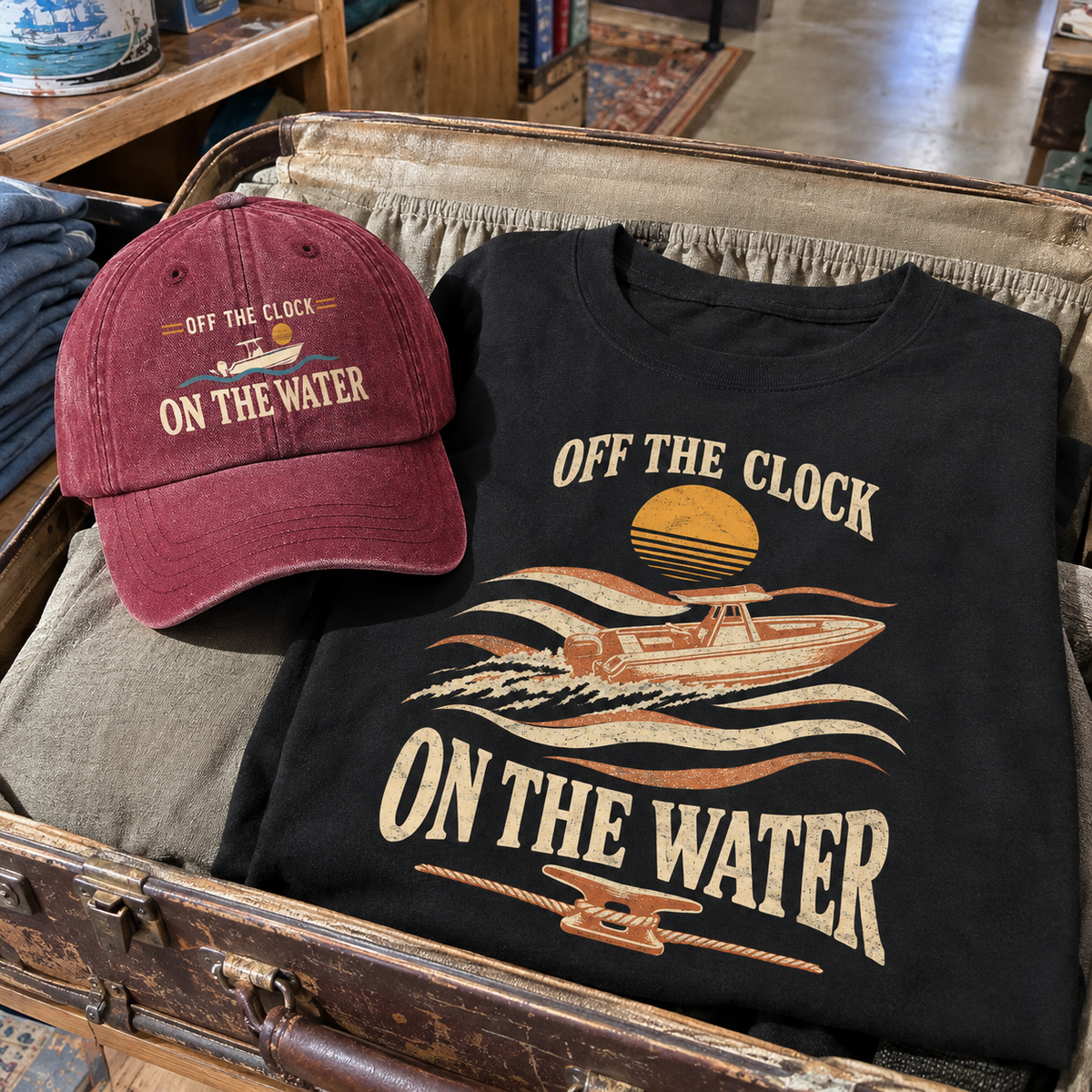 Matching set: Off The Clock On The Water vintage washed cap and Off The Clock On The Water vintage t-shirt