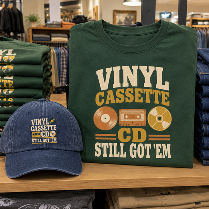 Matching set: Vinyl Cassette CD Still Got 'Em vintage washed cap and Vinyl Cassette CD Still Got 'Em vintage t-shirt