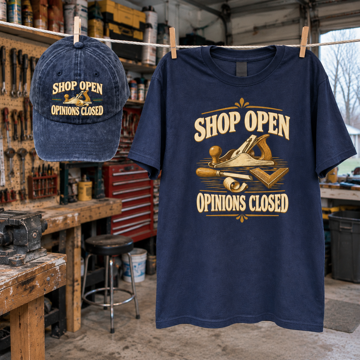 Matching set: Shop Open Opinions Closed vintage washed cap and Shop Open Opinions Closed vintage t-shirt