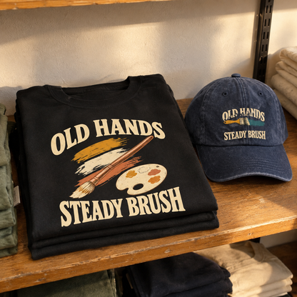 Matching set: Old Hands Steady Brush vintage washed cap and Old Hands Steady Brush vintage t-shirt