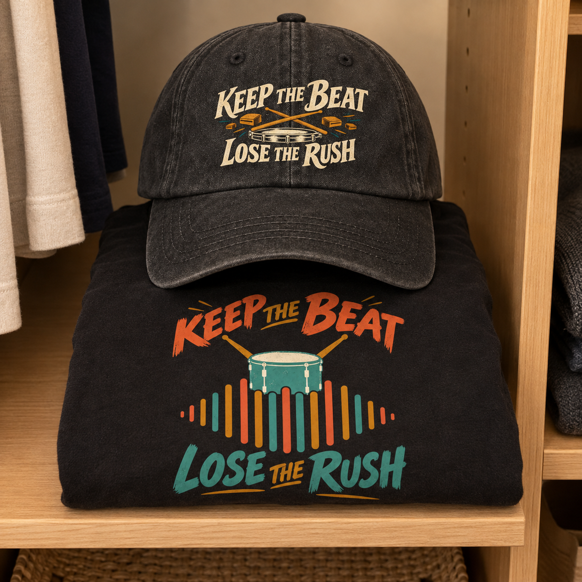 Matching set: Keep The Beat. Lose The Rush vintage washed cap and Keep The Beat. Lose The Rush vintage t-shirt