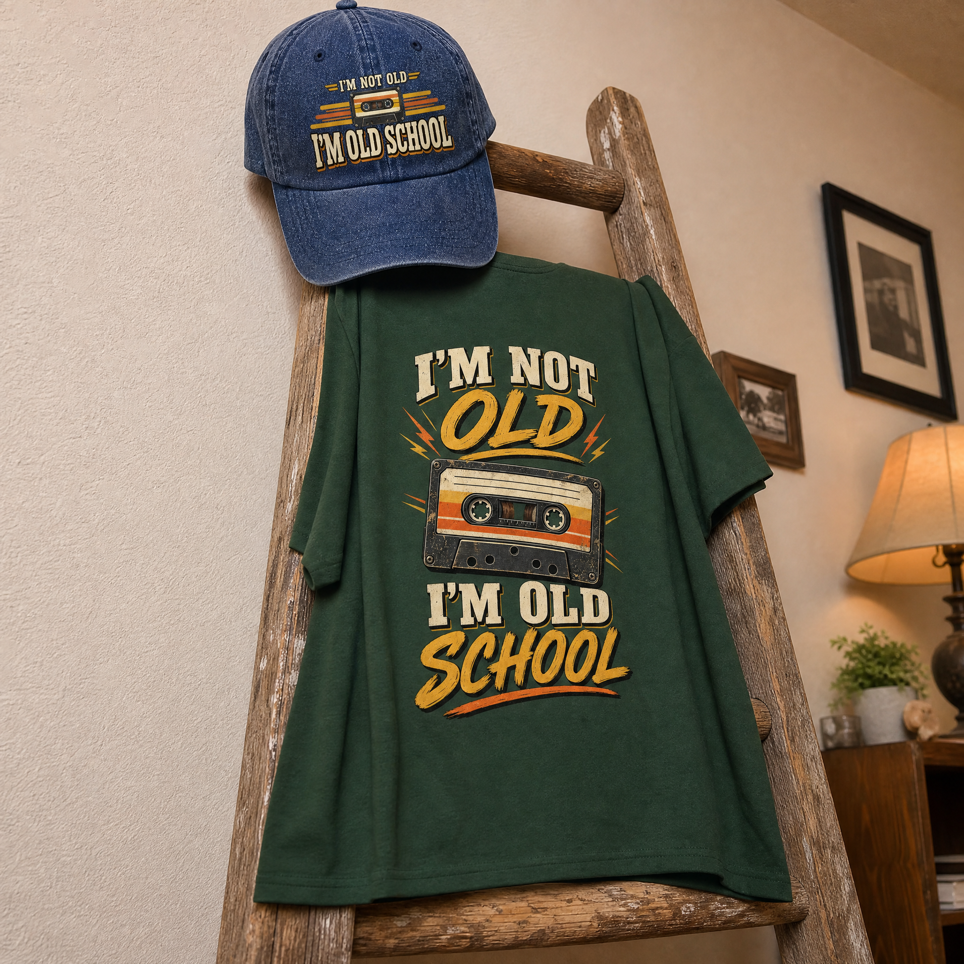 Matching set: 41 i m old school ideogram 4x TRIM pad80 vintage washed cap and 41 i m old school ideogram 4x vintage t-shirt