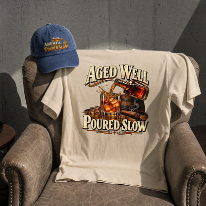 Matching set: Aged Well. Poured Slow vintage washed cap and Aged Well. Poured Slow vintage t-shirt
