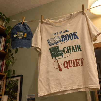 Matching set: My Plans Book Chair Quiet vintage washed cap and My Plans Book Chair Quiet vintage t-shirt