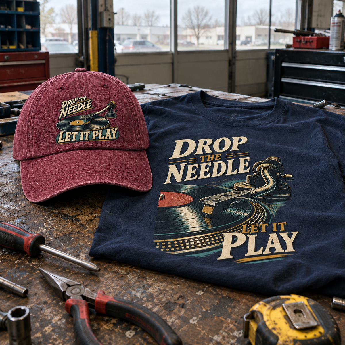 Matching set: Drop The Needle. Let It Play vintage washed cap and Drop The Needle. Let It Play vintage t-shirt