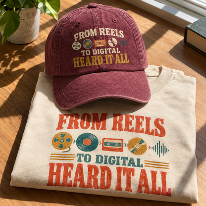 Matching set: From Reels To Digital Heard It All vintage washed cap and From Reels To Digital Heard It All vintage t-shirt