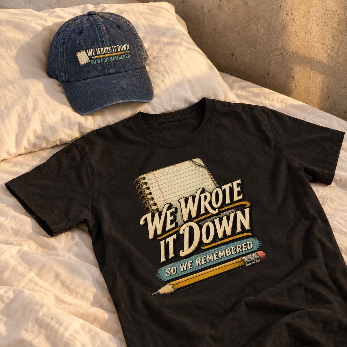 Matching set: We Wrote It Down So We Remembered vintage washed cap and We Wrote It Down So We Remembered vintage t-shirt