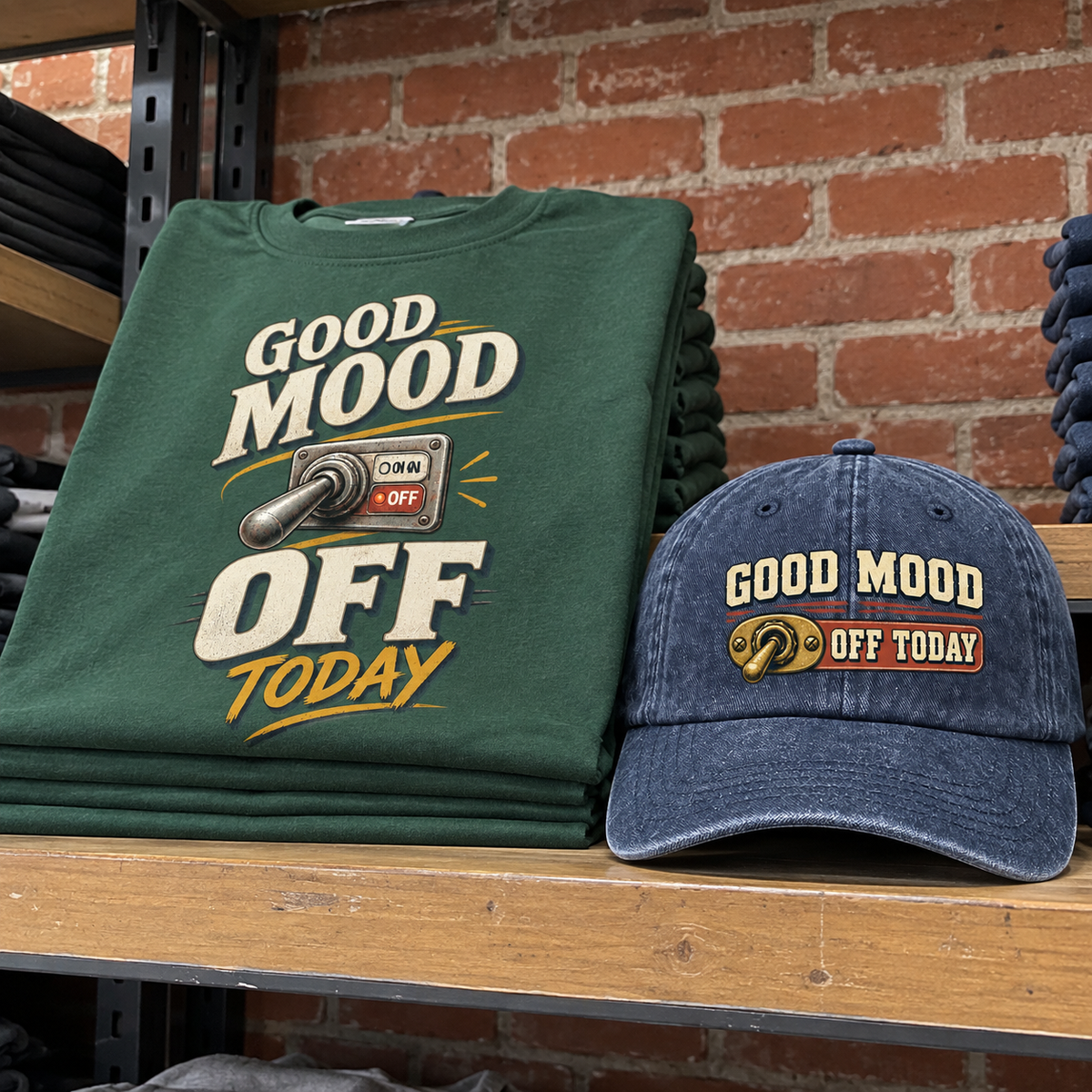 Matching set: Good Mood Off Today vintage washed cap and Good Mood Off Today vintage t-shirt