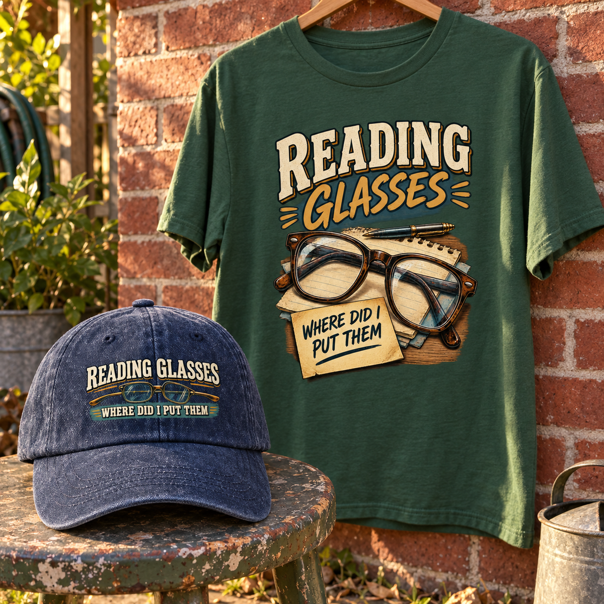Matching set: Reading Glasses Where Did I Put Them vintage washed cap and Reading Glasses Where Did I Put Them vintage t-shir