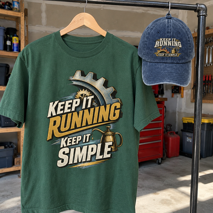 Matching set: Keep It Running. Keep It Simple vintage washed cap and Keep It Running. Keep It Simple vintage t-shirt