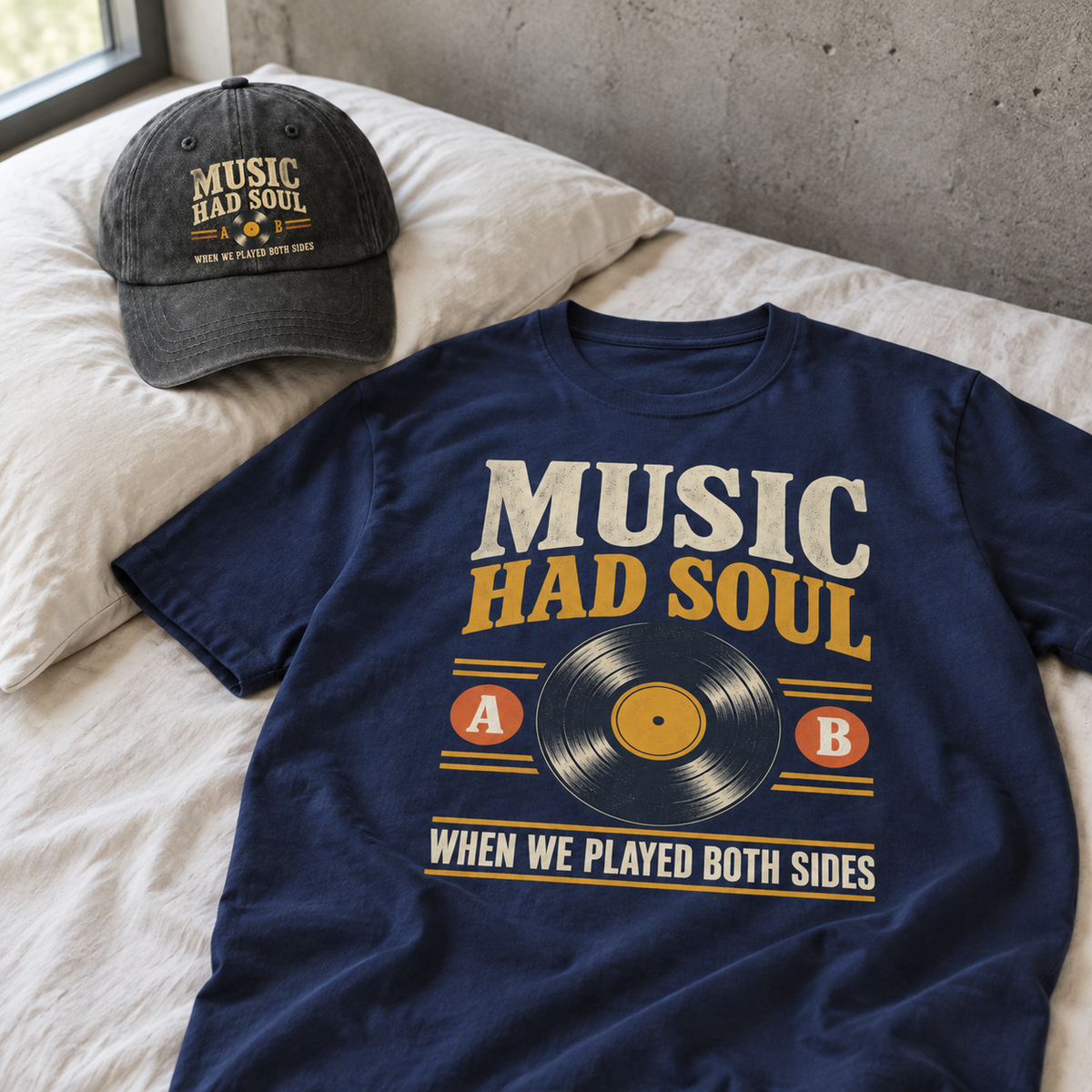Matching set: Music Had Soul When We Played Both Sides vintage washed cap and Music Had Soul When We Played Both Sides vintag