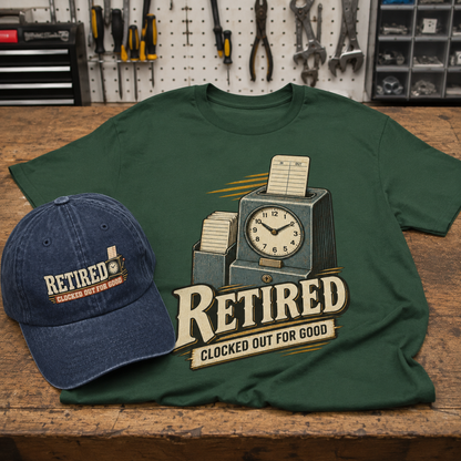 Matching set: Clocked Out For Good vintage washed cap and Clocked Out For Good vintage t-shirt