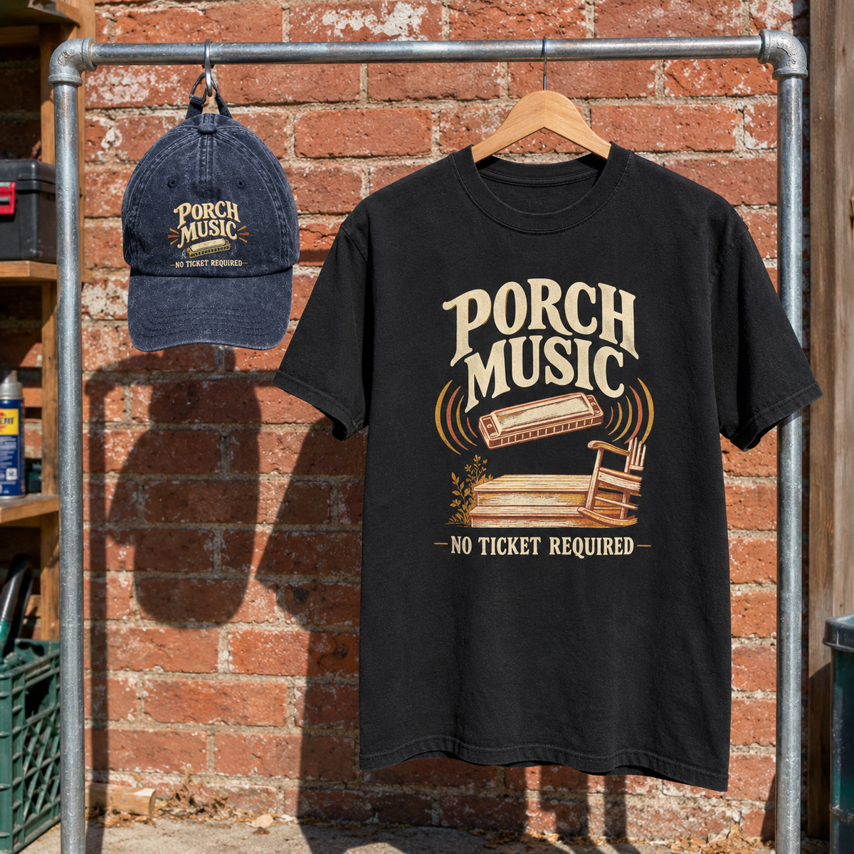 Matching set: Porch Music. No Ticket Required vintage washed cap and Porch Music. No Ticket Required vintage t-shirt